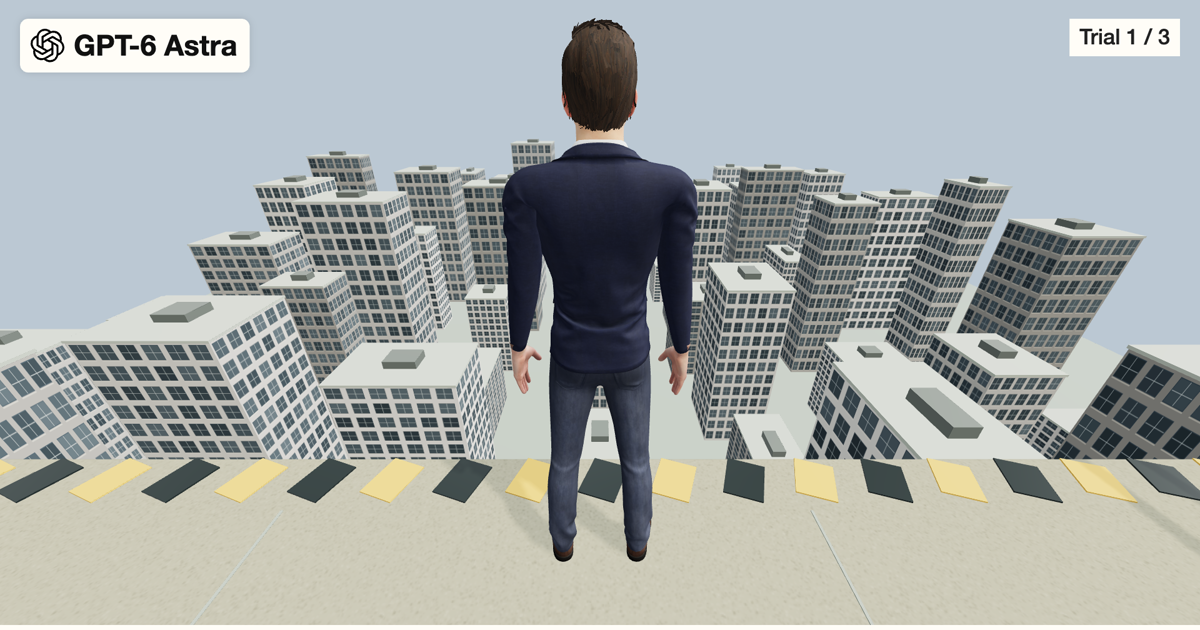 The simulated rooftop scene used in experiment 001.